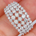 Silver Tone Wide Lattice Ring with Clear Stones Design view 2