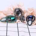 Oval Crystal Brooch Drop Accent Rhinestone Frame Pin view 4