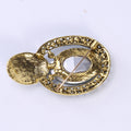 Oval Crystal Brooch Drop Accent Rhinestone Frame Pin view 3