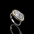 Oval Vintage Pattern Two Tone Statement Ring Jewelry Accessory view 4