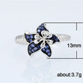 Blue And White Flower Ring With Open Petal Design Jewelry view 5