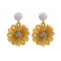 Crochet Flower and Round Top Statement Stud Earrings view 5