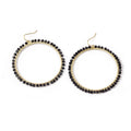 Gold Wire Wrapped Faceted Bead Large Hoop Earrings view 5