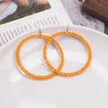 Gold Wire Wrapped Faceted Bead Large Hoop Earrings view 8