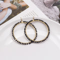 Gold Wire Wrapped Faceted Bead Large Hoop Earrings view 10