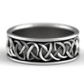 Double Wolf Celtic Knot Wide Band Ring Antiqued Silver Tone view 3