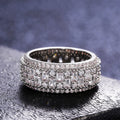 Rectangular Stone Three Row Wide Ring Metal Jewelry Design view 2