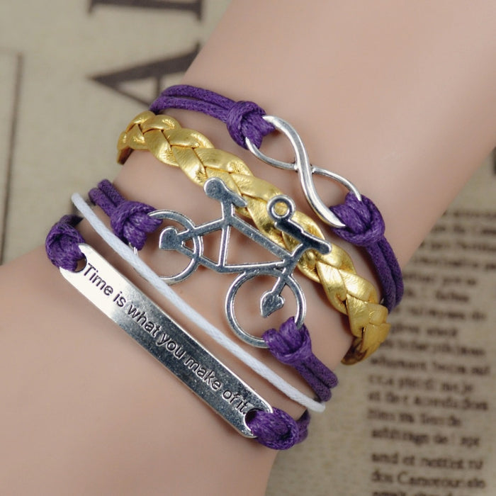 Punk Handmade Braided Leather Cord Bracelet For Men Women Cross Border Fashion Jewelry