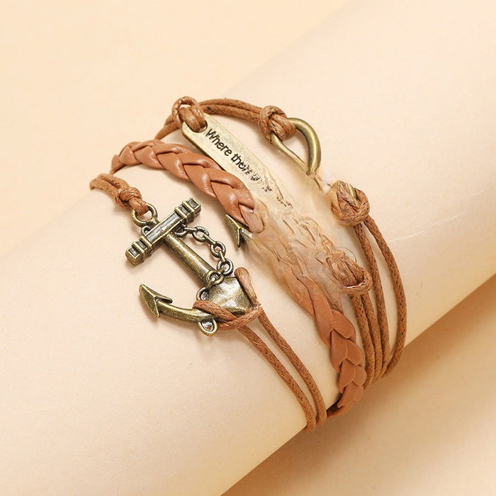 Creative Vintage Braided Leather Bracelet Simple Fashion European American Cross Border Wristband