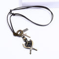 Vintage Punk Cowhide Leather Skull Pendant Necklace, Long Sweater Chain Hip Hop Accessory view 3
