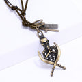 Vintage Punk Cowhide Leather Skull Pendant Necklace, Long Sweater Chain Hip Hop Accessory view 2