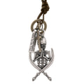 Vintage Punk Cowhide Leather Skull Pendant Necklace, Long Sweater Chain Hip Hop Accessory view 8