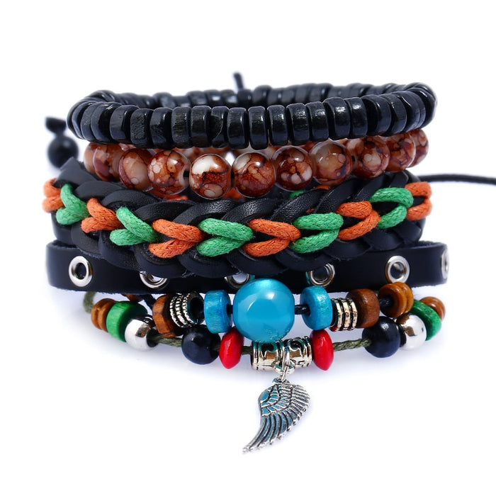 Handmade Braided Multi Layer Men Leather Bracelet Creative Ethnic Style Fashion Accessory