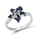 Blue And White Flower Ring With Open Petal Design Jewelry view 2