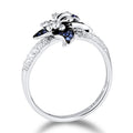 Blue And White Flower Ring With Open Petal Design Jewelry view 3