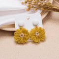 Crochet Flower and Round Top Statement Stud Earrings view 3