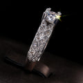 Leaf Engraved Square Center Ring In Silver Tone Jewelry view 4