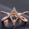 Rose Gold Tone Open Star Ring with Clear Stones Polished Metal Jewelry view 2