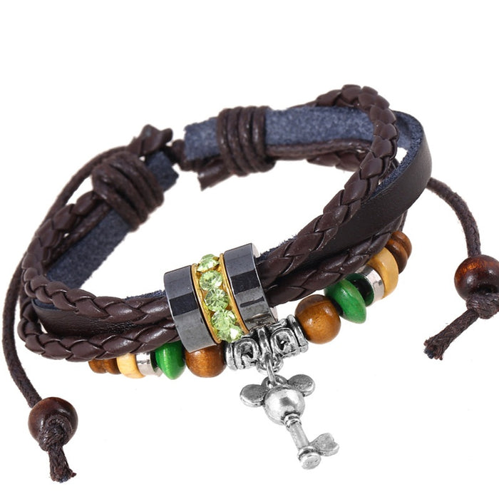 Punk Genuine Leather Bracelet Handmade Cowhide Leather Fashion Jewelry For Men And Women