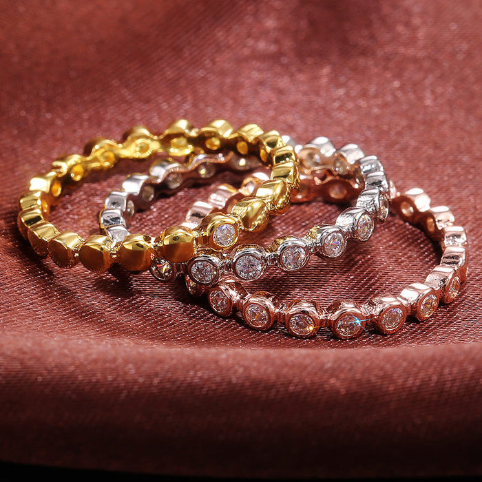 Gold Rose Gold and Silver Tone Three Band Ring Set