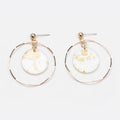 Clear Round Disc Gold Fleck Statement Hoop Dangle Earrings view 4
