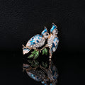 Jeweled Pair of Parrots Brooch in Three Enamel Colorways view 2