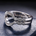 Arched Bow Crystal Ring With Open Center in Silver Tone view 2