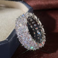Wide Emerald Cut Crystal Eternity Band Ring With Clear Crystal Accents view 2