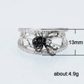 Silver Black Spider Web Wide Band Ring In A Polished Decorative Design view 5