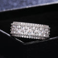 Rectangular Stone Three Row Wide Ring Metal Jewelry Design view 3