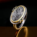 Oval Vintage Pattern Two Tone Statement Ring Jewelry Accessory view 1