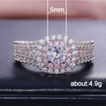 Silver Tone Round Halo Rings with Pink or Clear Center Stones view 5