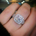 Silver Tone Round Halo Rings with Pink or Clear Center Stones view 7