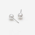 White Pearl Look Classic Round Eight Millimeter Stud Earrings view 6