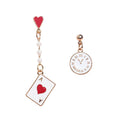 Red and Black Playing Card Clock Asymmetric Earrings view 5