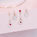 Red and Black Playing Card Clock Asymmetric Earrings view 1