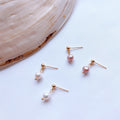 Gold Freshwater Pearl Drop Stud Earrings Ball Post view 1