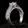 Leaf Engraved Square Center Ring In Silver Tone Jewelry view 3