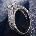 Leaf Engraved Square Center Ring In Silver Tone Jewelry view 2