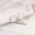 Gold Rim Glossy Rounded Square Stud Earrings in Four Colors view 6