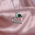 Silver-Tone Mom Heart Pendant Necklace In Three Crystal Colors view 4