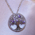 Silver Tone Tree of Life Pendant with Colored Stones view 2