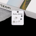 Three Pair Black and Clear Look Tiny Stud Earring Set view 4