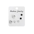 Three Pair Black and Clear Look Tiny Stud Earring Set view 5