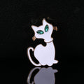 Long Tail Cat Brooch in Black or White With Green Eyes view 4