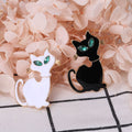Long Tail Cat Brooch in Black or White With Green Eyes view 2