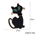 Long Tail Cat Brooch in Black or White With Green Eyes view 5