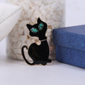 Long Tail Cat Brooch in Black or White With Green Eyes view 6