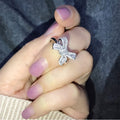 Baguette Clear Stone Bow Statement Ring In Polished Silver Tone view 4