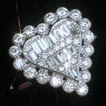 Silver Tone Heart Cluster Ring with Clear Stones Design view 1